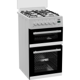 Beko Edg507w 50Cm  Twin Cavity Gas Cooker With Gas Hob - White