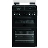 Hotpoint HDG6GDCB1 60Cm Double Oven Gas Cooker With Gas Hob - Black