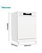 Hisense HS642D90WUK Full-Size Dishwasher - White - 14 Place Settings