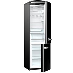 Gorenje ORK193BK Retro Fridge freezer with fan assisted cooling in the fridge Right Hand Hinge Black