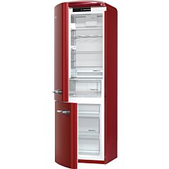 Gorenje ORK193R-L Retro Fridge freezer with fan assisted cooling in the fridge Left Hand Hinge Burgundy