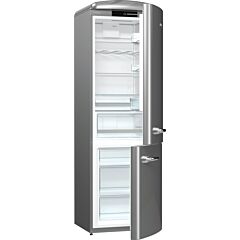 Gorenje ORK193X Retro Fridge freezer with fan assisted cooling in the fridge Right Hand Hinge Silver