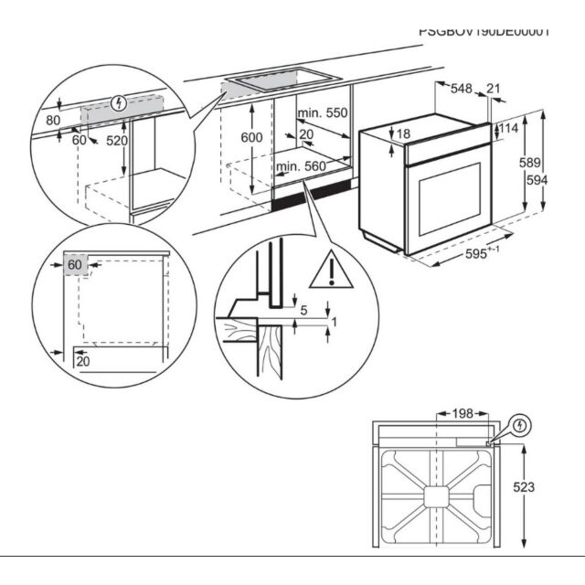 AEG BEX33501EM 59.4Cm Built In Electric Single Oven - Stainless Steel