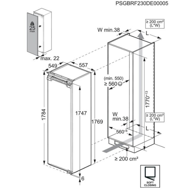 AEG NAB7N181EC Fully Integrated Upright No Frost Freezer - Fixed Hinge