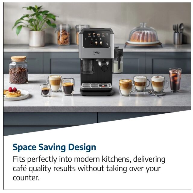 Beko CED7524X Espresso Machine With Integrated Grinder And Milk Cup - Silver