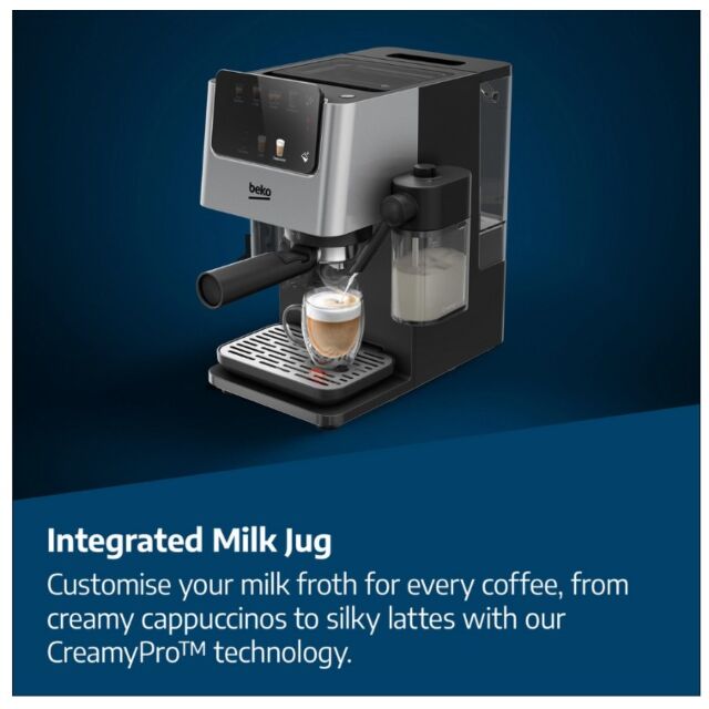Beko CED7524X Espresso Machine With Integrated Grinder And Milk Cup - Silver