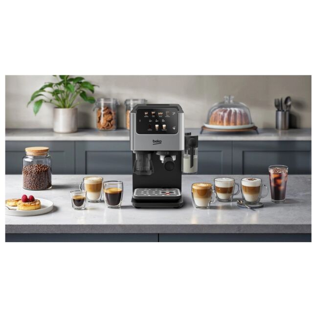 Beko CED7524X Espresso Machine With Integrated Grinder And Milk Cup - Silver