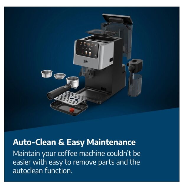 Beko CED7524X Espresso Machine With Integrated Grinder And Milk Cup - Silver