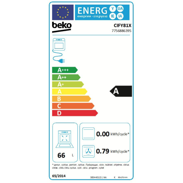 Beko CIFY71W Built In Electric Single Oven - White - A Energy Rated