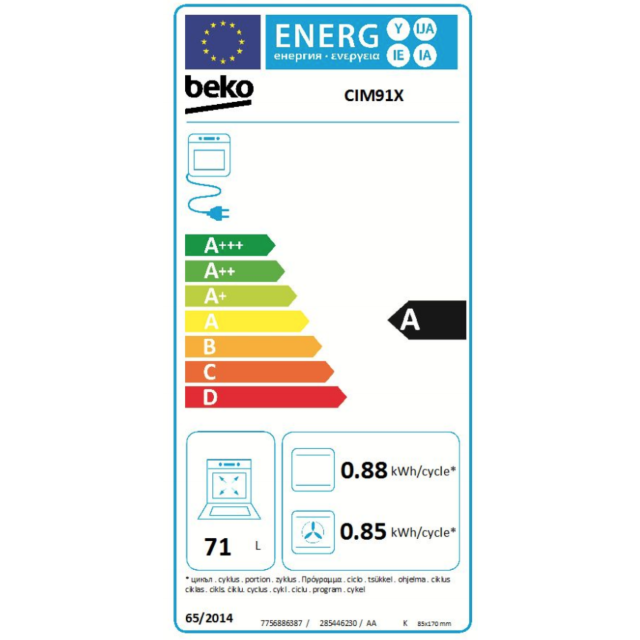 Beko CIMY91X Built In Electric Single Oven - Stainless Steel - A Energy Rated