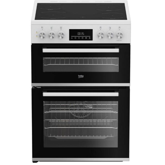 Beko EDC6731W 60Cm Double Oven Electric Cooker With Vitroceramic Hob - White