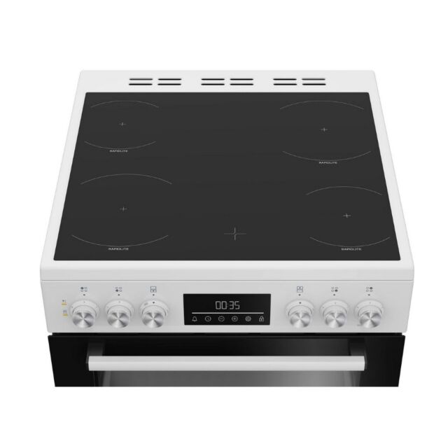 Beko EDC6731W 60Cm Double Oven Electric Cooker With Vitroceramic Hob - White