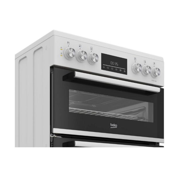 Beko EDC6731W 60Cm Double Oven Electric Cooker With Vitroceramic Hob - White