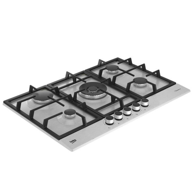 Beko HIAW75225SXE 75Cm Gas Hob With Front Knob Controls - Stainless Steel