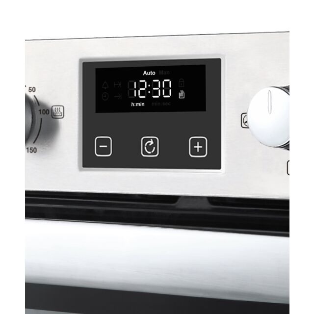 Belling BI902FP Stainless Steel, Built In Double Oven, Soft Close Doors, Timer, White Led Display
