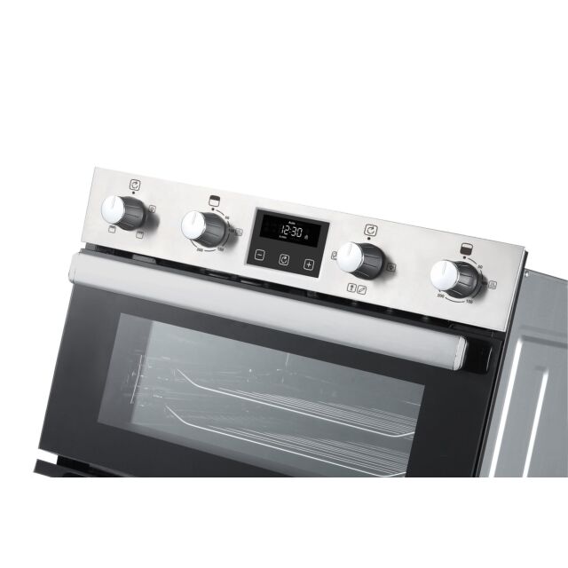 Belling BI902FP Stainless Steel, Built In Double Oven, Soft Close Doors, Timer, White Led Display