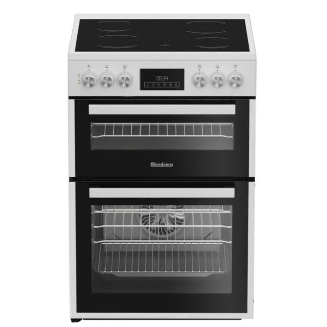 Blomberg HKRN651W 60Cm Double Oven Electric Cooker With Vitroceramic Hob - White