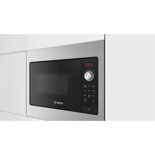 Bosch BFL523MS3B Series 2, Built-in microwave oven, Stainless steel - Red display, up to 800W, 20L