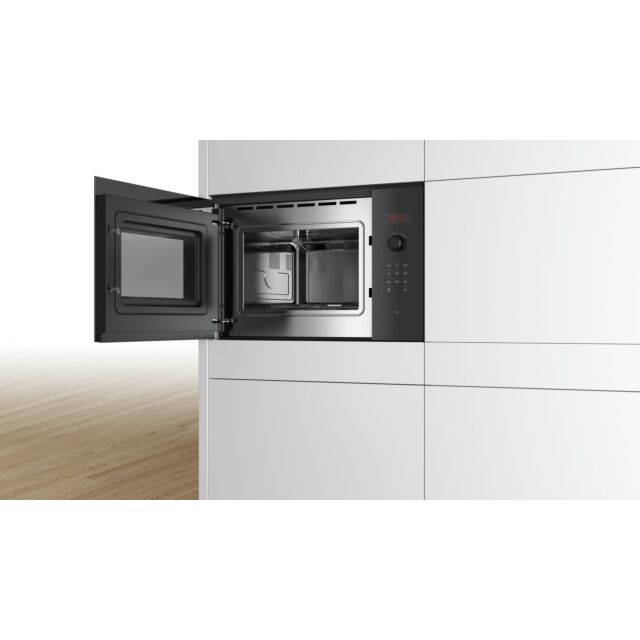 Bosch BFL553MB0B Series 4, Built-in microwave oven, 59 x 38 cm, Black Red display, upto 900W, 25L
