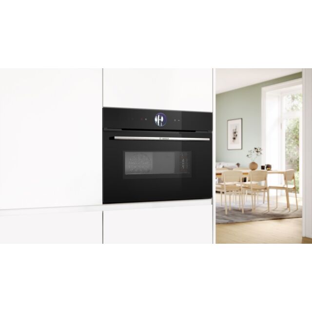 Bosch CMG7361B1B Series 8, Built-in compact oven with microwave function, 60 x 45 cm, Black
