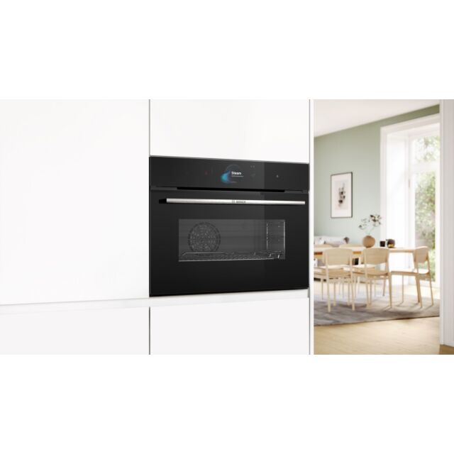 Bosch CSG7584B1 Series 8, Built-in compact oven with steam function, 60 x 45 cm, Black