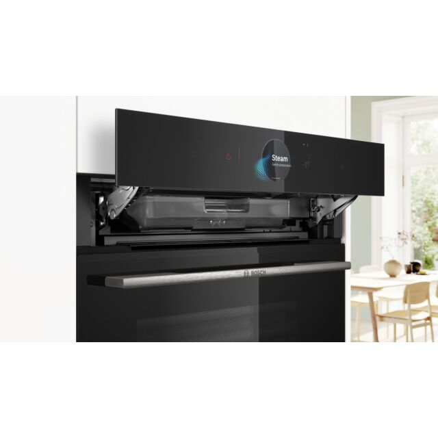Bosch CSG7584B1 Series 8, Built-in compact oven with steam function, 60 x 45 cm, Black