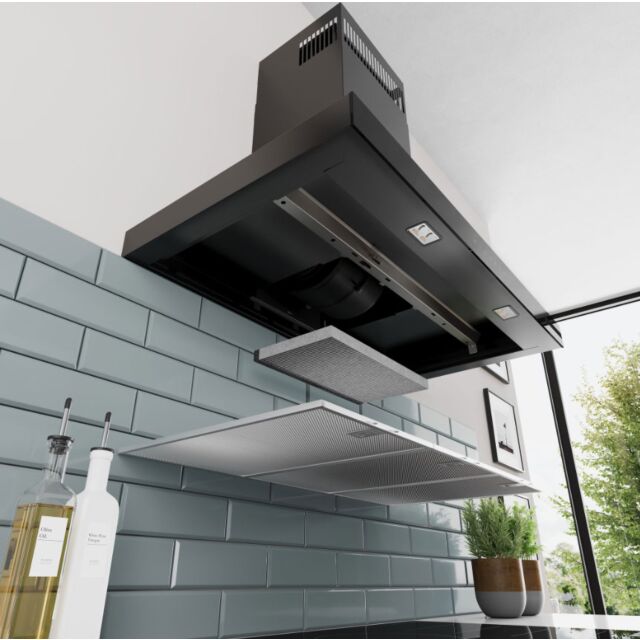 Series 6, Wall-mounted cooker hood, 90 cm, Matt black