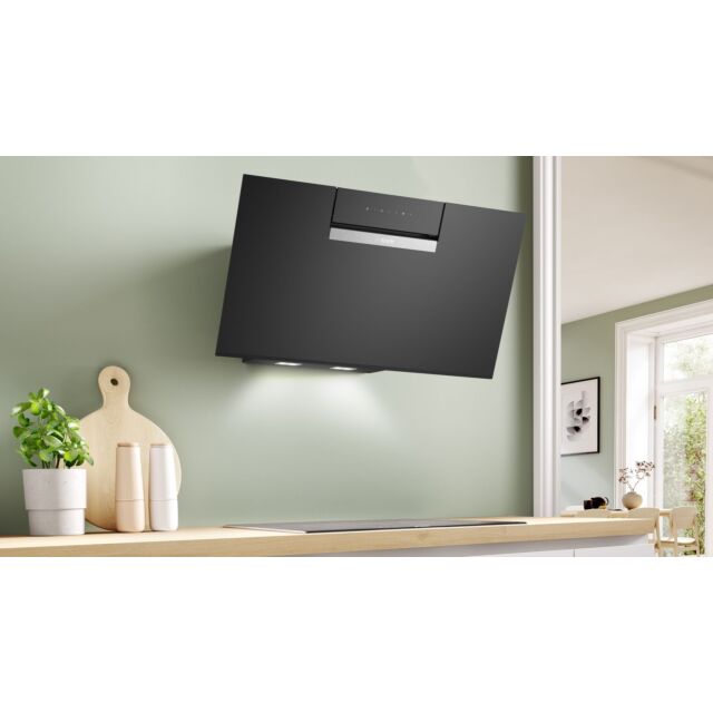 Bosch DWK87FN60B Series 4, Wall-Mounted Cooker Hood, 80 Cm, Clear Glass Black Printed