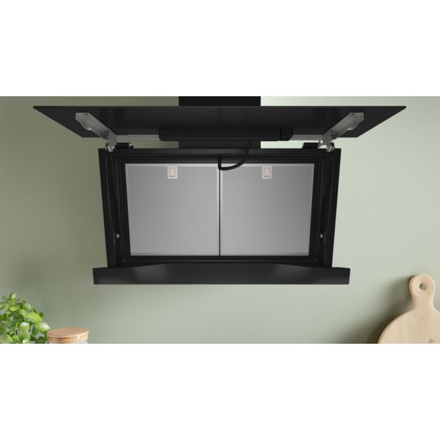 Bosch DWK91LT60B Series 8, Wall-mounted cooker hood, 90 cm, clear glass black printed