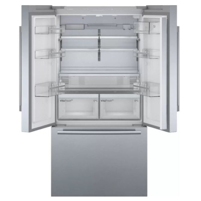 Bosch KFF96PIEP 183 x 91 x 71 FDBM French Door style, pullout bottom freezer drawer, plumbed for ice