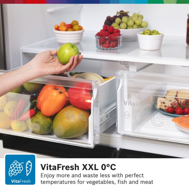 Bosch KFN96VPEAG 183 x 91 x 73 Multi Door style, 4 doors, 2 separate noFrost bottom freezer sections