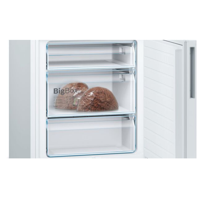 Bosch KGE49AWCAG Series 6, Low Frost Free-standing fridge-freezer with freezer at bottom, 201 x 70 cm, White