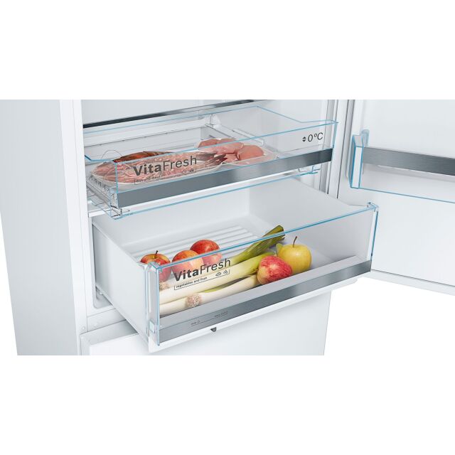Bosch KGE49AWCAG Series 6, Low Frost Free-standing fridge-freezer with freezer at bottom, 201 x 70 cm, White