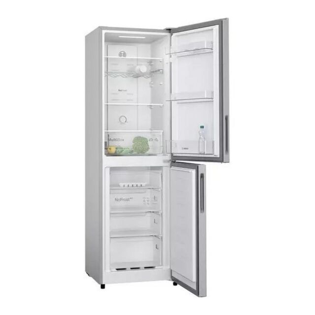 Bosch KGN27NLEAG Series 2, Free-standing fridge-freezer with freezer at bottom, 182.4 x 55 cm, Stainless steel look