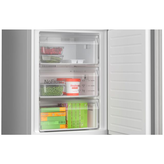 Bosch KGN392LDFG Series 4, Free-standing fridge-freezer with freezer at bottom, 203 x 60 cm, Stainless steel