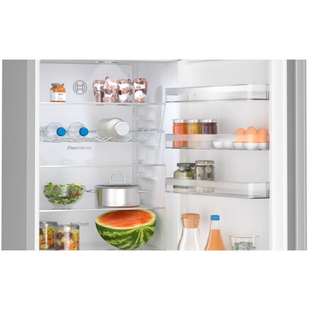 Bosch KGN392LDFG Series 4, Free-standing fridge-freezer with freezer at bottom, 203 x 60 cm, Stainless steel