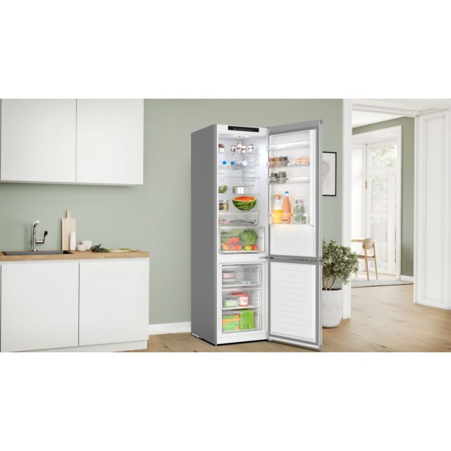 Bosch KGN392LDFG Series 4, Free-standing fridge-freezer with freezer at bottom, 203 x 60 cm, Stainless steel