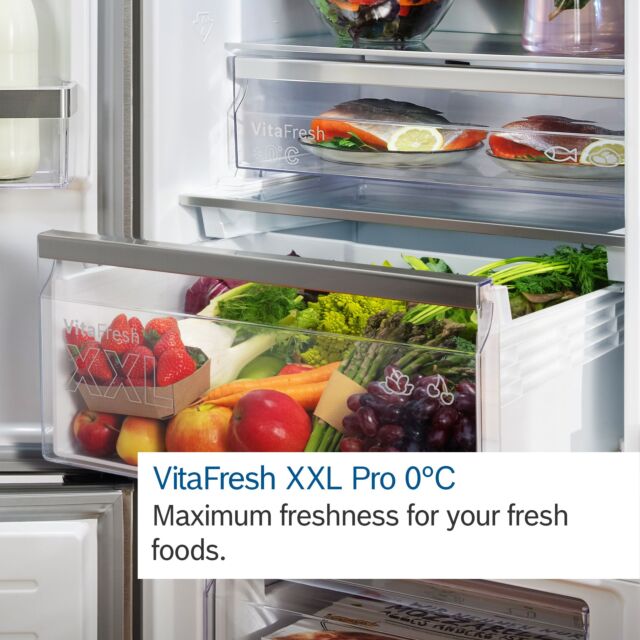 Bosch KGN392LDFG Series 4, Free-standing fridge-freezer with freezer at bottom, 203 x 60 cm, Stainless steel