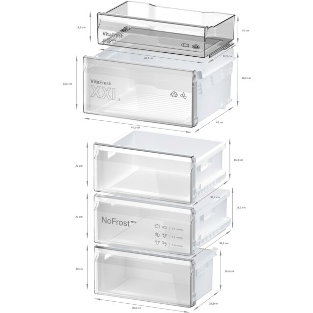 Bosch KGN392LDFG Series 4, Free-standing fridge-freezer with freezer at bottom, 203 x 60 cm, Stainless steel