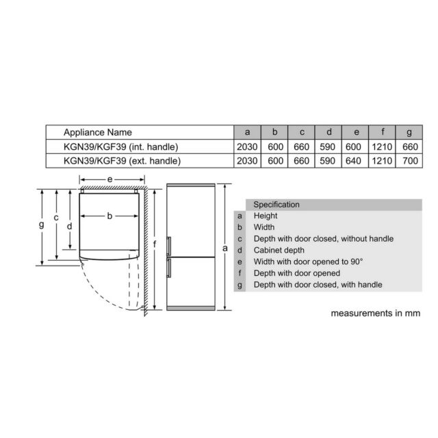 Bosch KGN392LEBG 203X60 Nofrost Fridge Freezer, Vitafresh, Chiller Drawer, Led Light, Full Length In