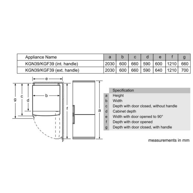 Bosch KGN392LEBG 203X60 Nofrost Fridge Freezer, Vitafresh, Chiller Drawer, Led Light, Full Length In