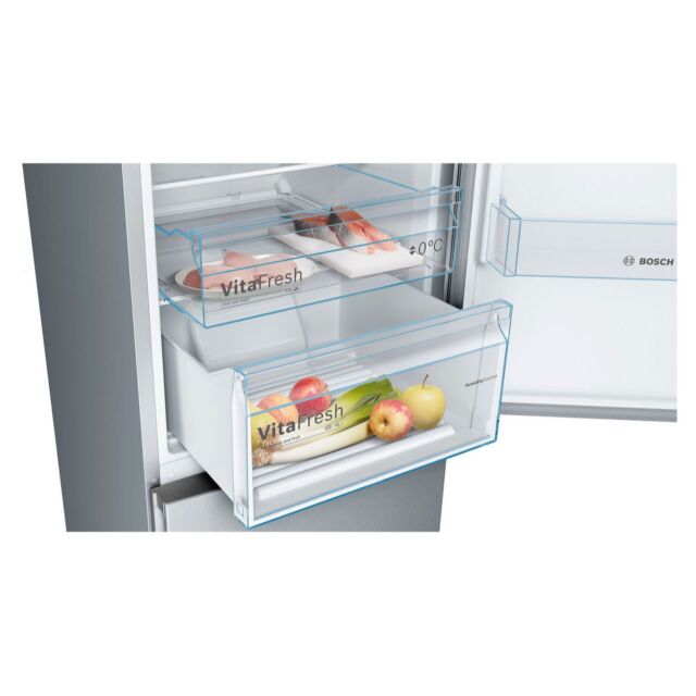Bosch KGN392LEBG 203X60 Nofrost Fridge Freezer, Vitafresh, Chiller Drawer, Led Light, Full Length In