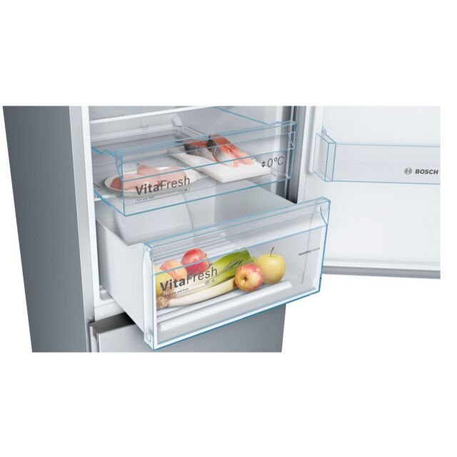 Bosch KGN392LEBG 203X60 Nofrost Fridge Freezer, Vitafresh, Chiller Drawer, Led Light, Full Length In