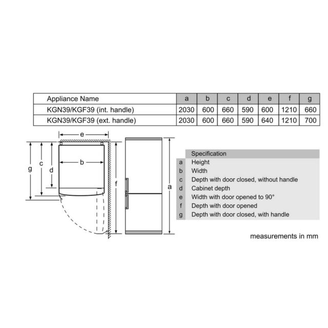 Bosch KGN392WEBG 203x60 NoFrost fridge freezer, VitaFresh, Chiller drawer, LED light, Full length in