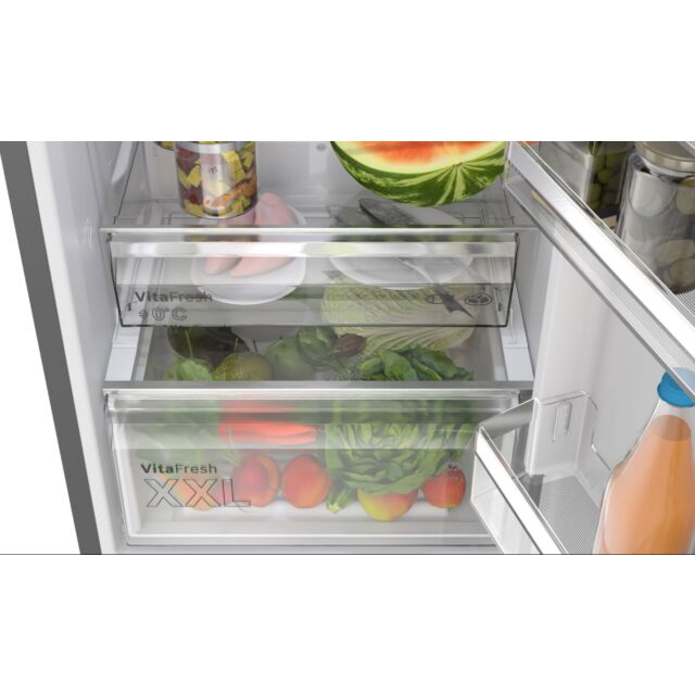 Bosch KGN39OCAFG Series 4, Free-standing fridge-freezer with freezer at bottom, 203 x 60 cm, Cast Iron, Green Collection, Total No Frost