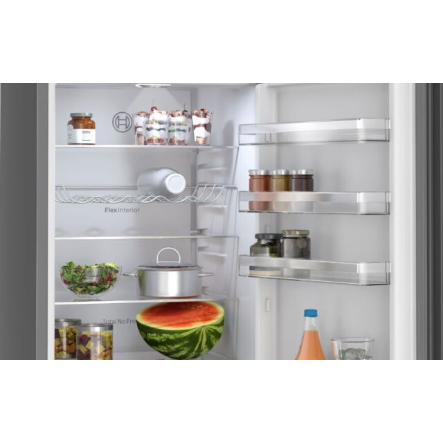 Bosch KGN39OCAFG Series 4, Free-standing fridge-freezer with freezer at bottom, 203 x 60 cm, Cast Iron, Green Collection, Total No Frost
