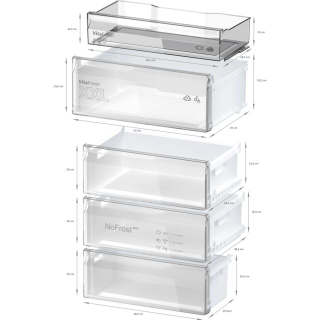 Bosch KGN492LDFG 203x70 NoFrost fridge freezer, VitaFresh, Chiller drawers, MultiAirflow, LED light,