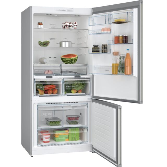 Bosch KGN86VIEAG 186hx86wx81d Extra width/depth NoFrost fridge freezer, 2 VitaFresh drawers, 2 Chill