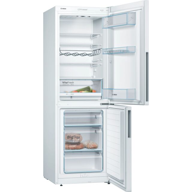 Bosch KGV336WEAG Serie 4 176x60 LowFrost fridge freezer, VitaFresh, metal bottle rack, LED light, In