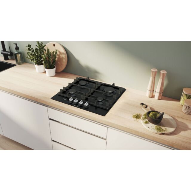Bosch PCP6A6I90 Series 6, Gas hob, 60 cm, Enamel, Black